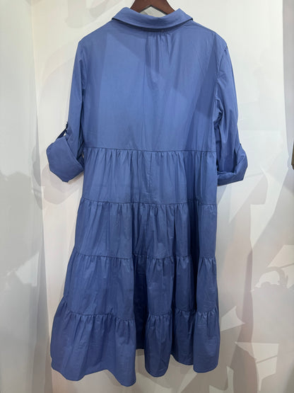 Kazz x Liberty Rose Cotton Blue Shirt Dresses