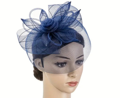 Blue Floral Derby Fascinator Hat