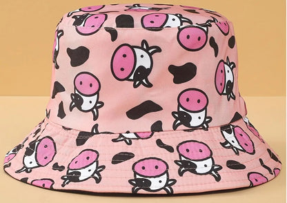 Funky cow hat (white or pink)