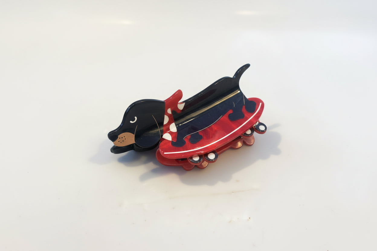 Dog on Skateboard Claw Hair Clip
