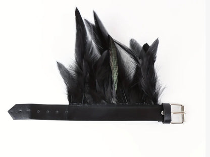 Black feather leatherette cuffs