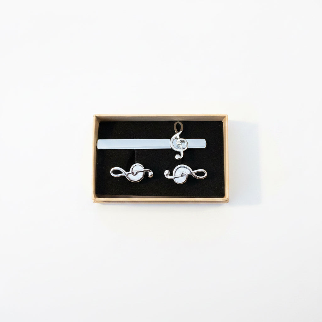 Musical Note Tie Clip and Cuff Link