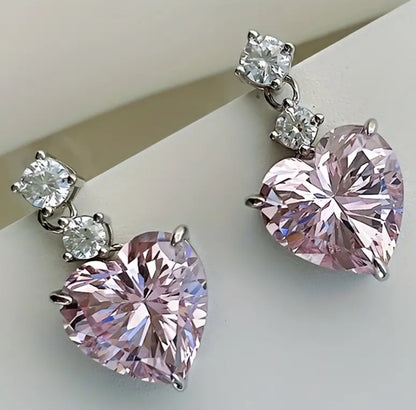 Silver-plated Gem Heart Earrings