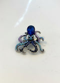 Blue Diamanté Octopus Brooch