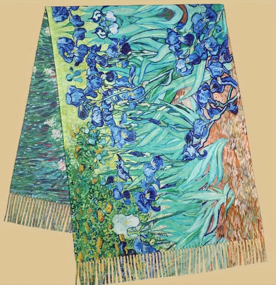 Écharpe florale double face
