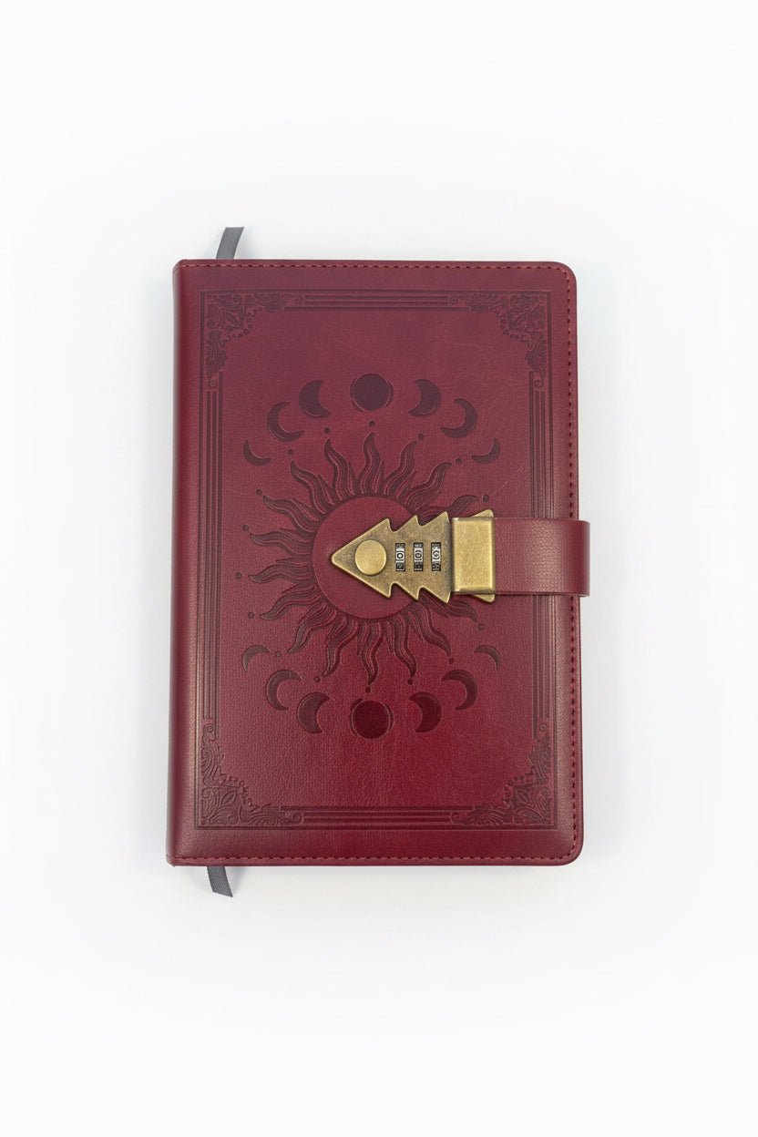 Red Sun Notebook with Lock