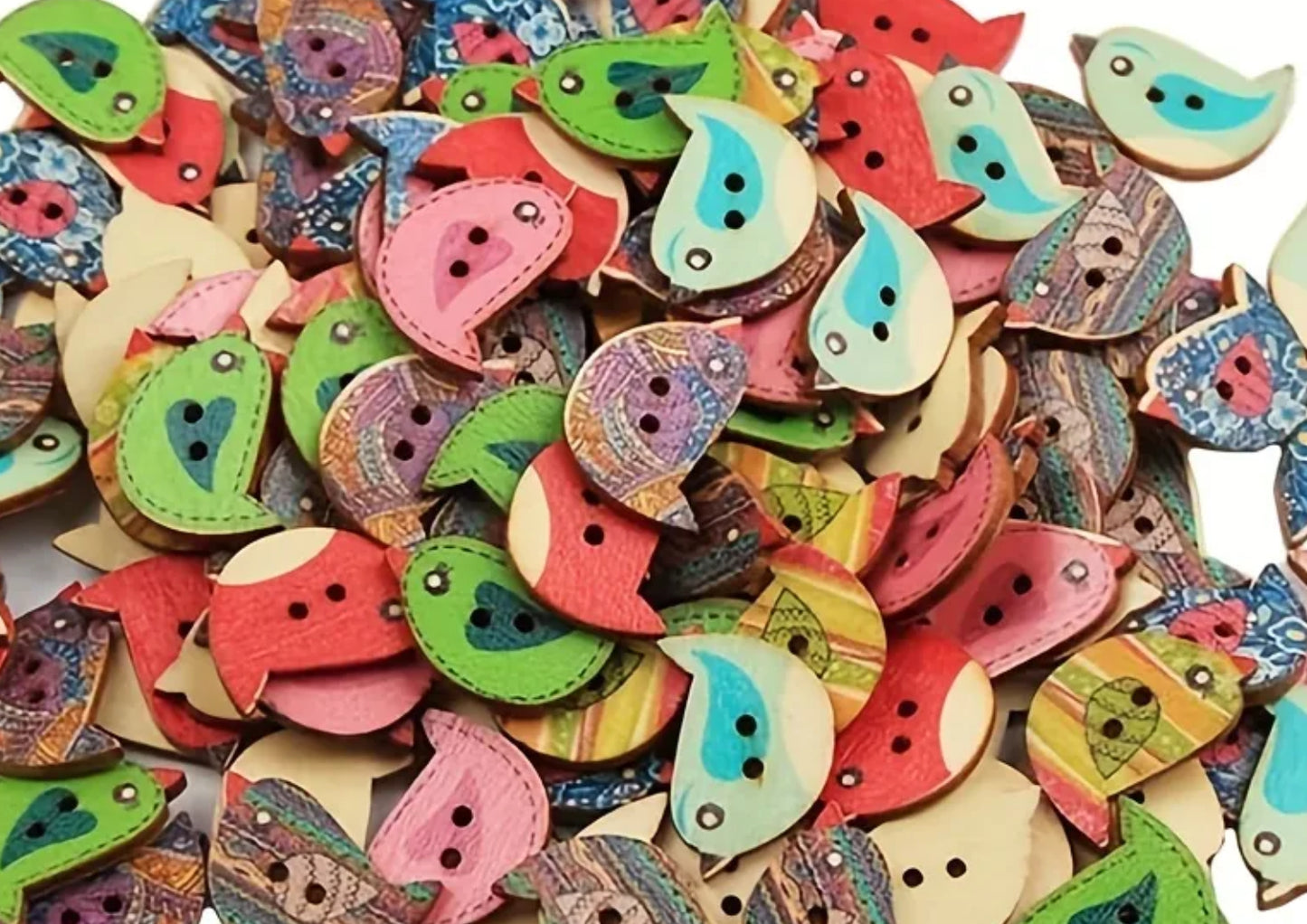 Wooden Bird Button 1.8cm x 2.3cm