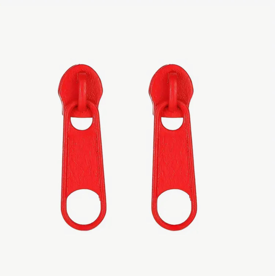 Boucles d'oreilles à fermeture éclair rouge