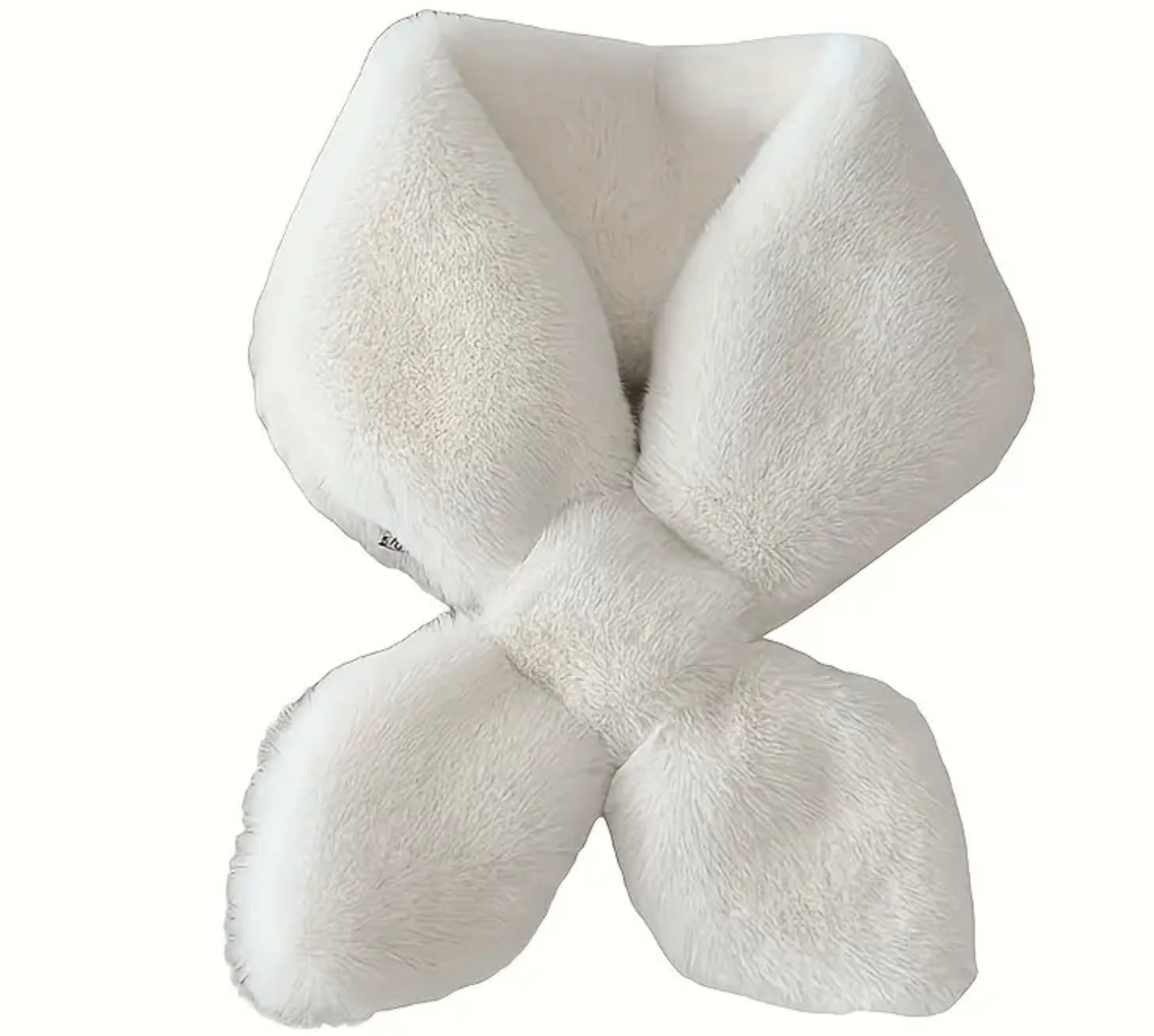 White Double-Sided Faux Fur Scarf