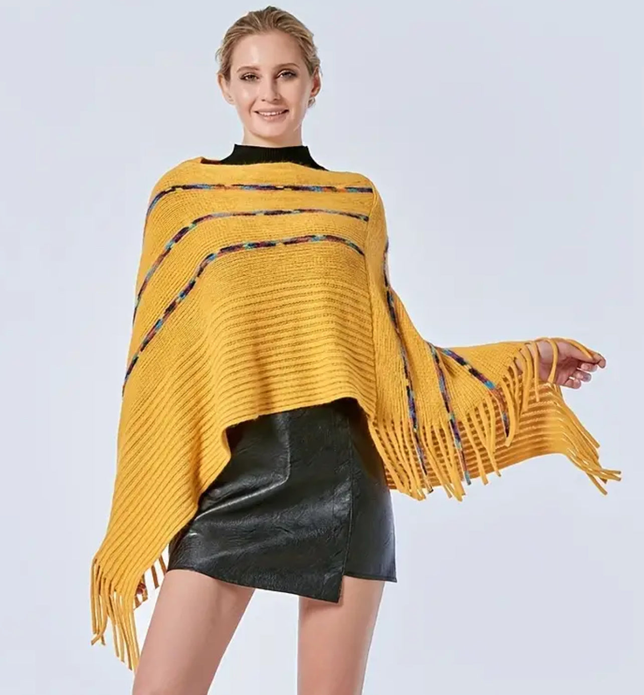 Châle tricoté funky (rouge ou jaune)