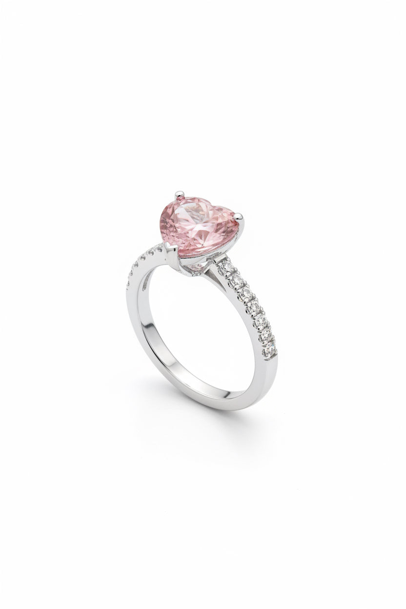 Pink Zircon Heart Ring
