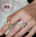 Bague papillon en argent sterling (ton argent ou or)