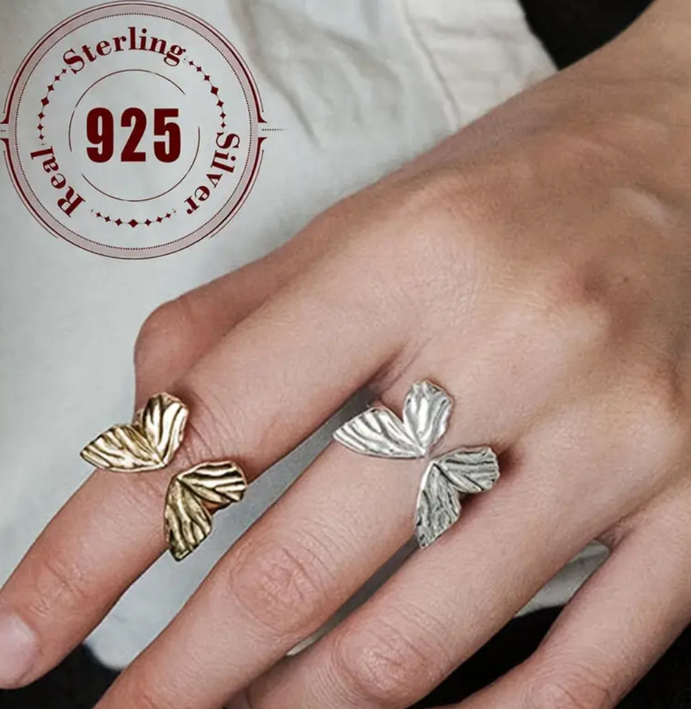 Bague papillon en argent sterling (ton argent ou or)
