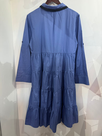 Kazz x Liberty Rose Cotton Blue Shirt Dresses