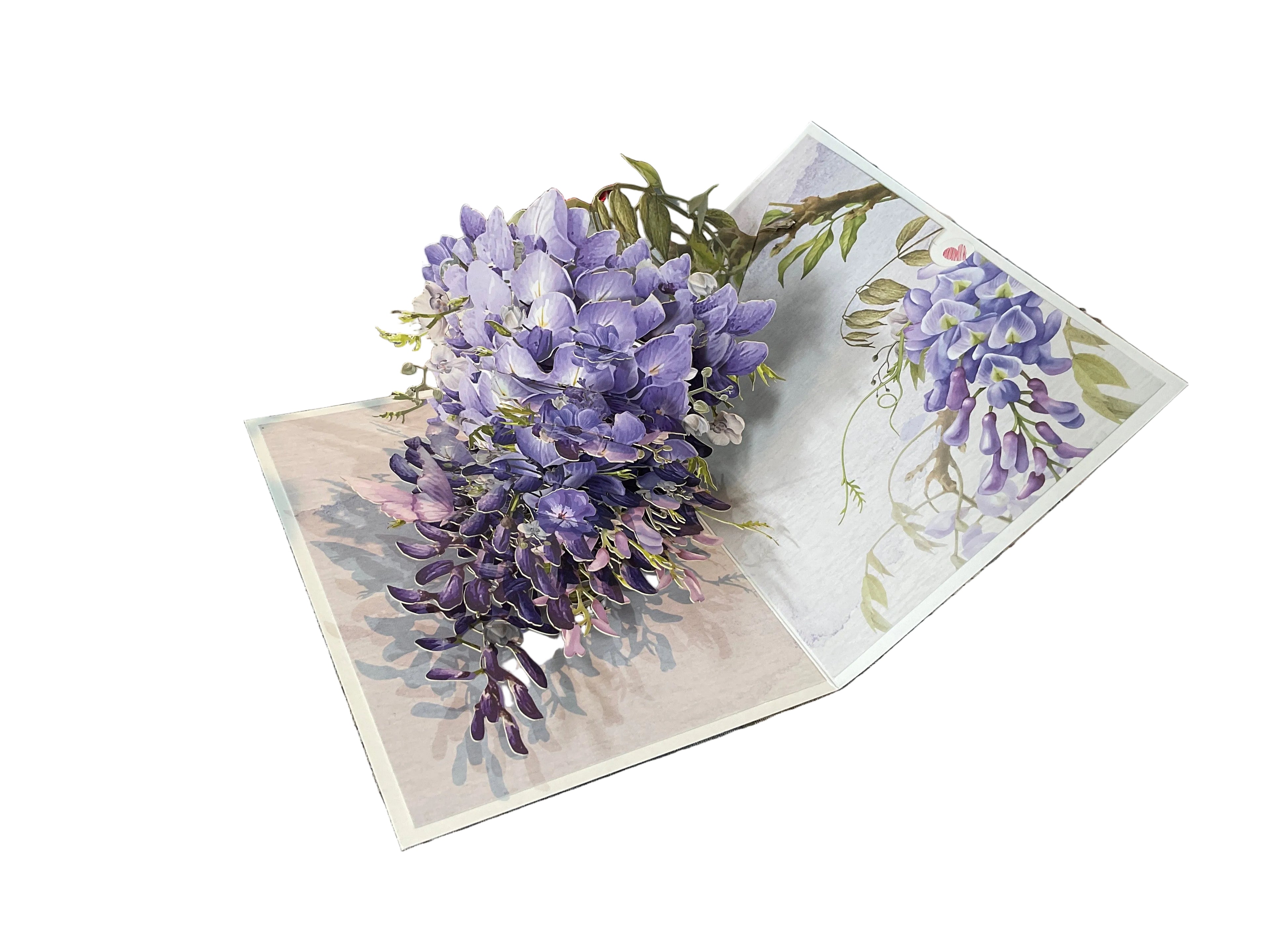 Pop-Up Purple Orchid Flower Blank Greeting Card