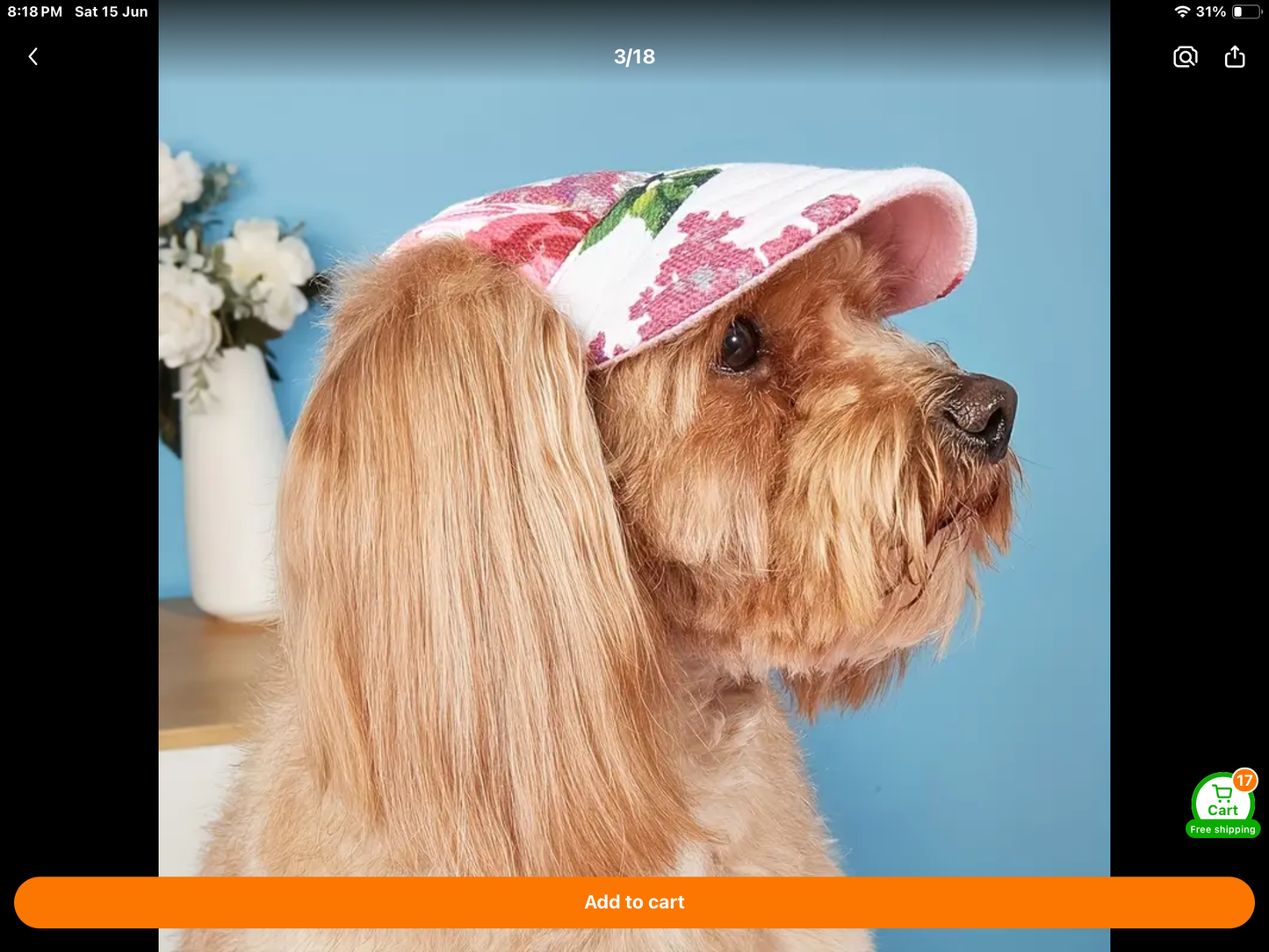 Floral Pet Fabric Hat