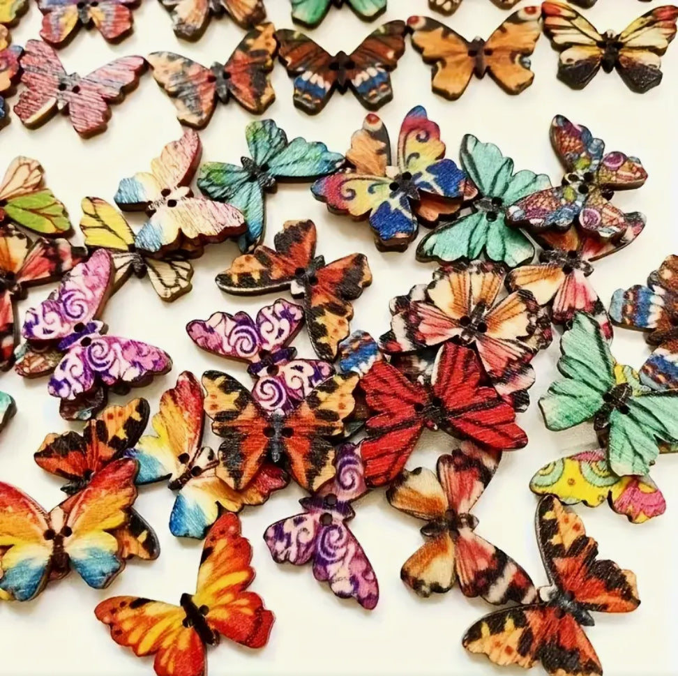 Bouton papillon en bois