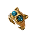 Cat Ring with Blue Zirconia Eyes