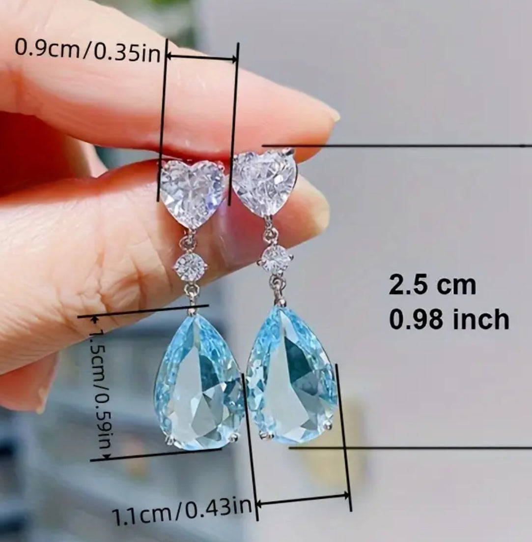 Zirconia heart and droplet earrings