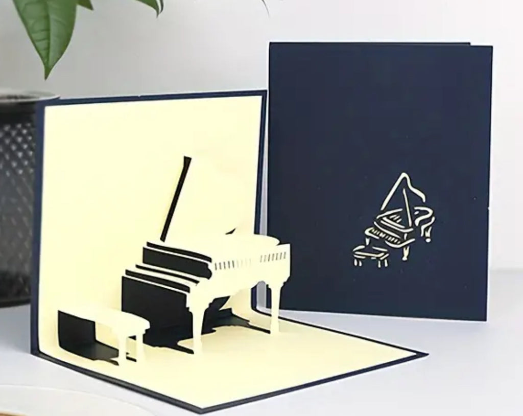 Carte de vœux 3D - Piano bleu