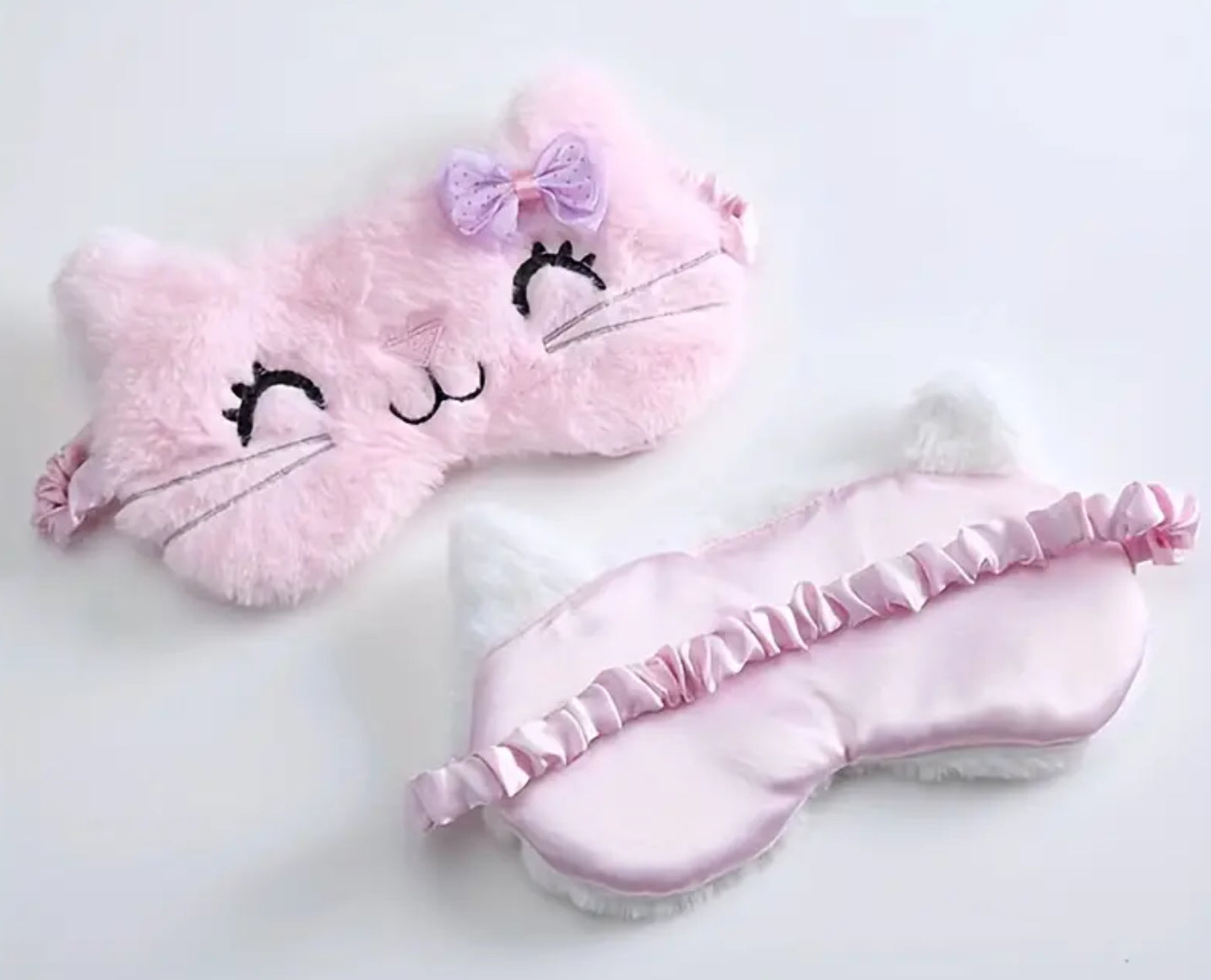 Masque de sommeil moelleux pour chat (rose ou blanc)