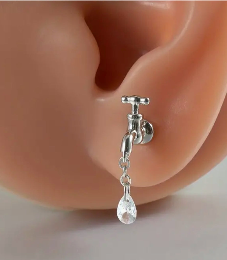 Stainless Steel Silver Tap Earrings