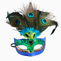 Blue Green Peacock Feather Mask