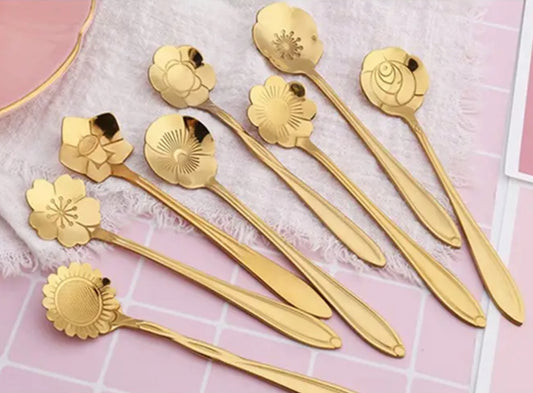 Gold Flower Teaspoon (stainless steel)