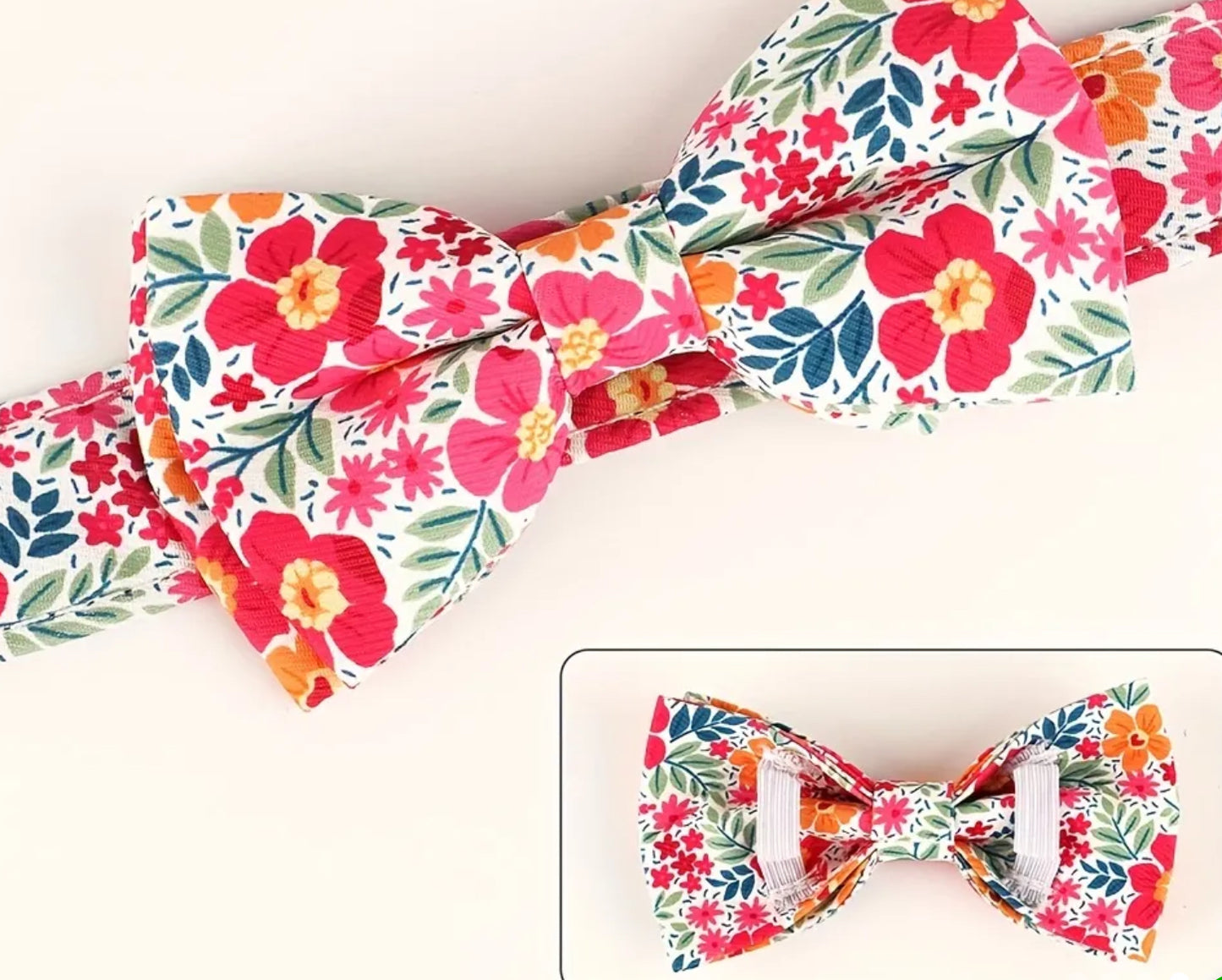 Fabric bow collar for dog or cat