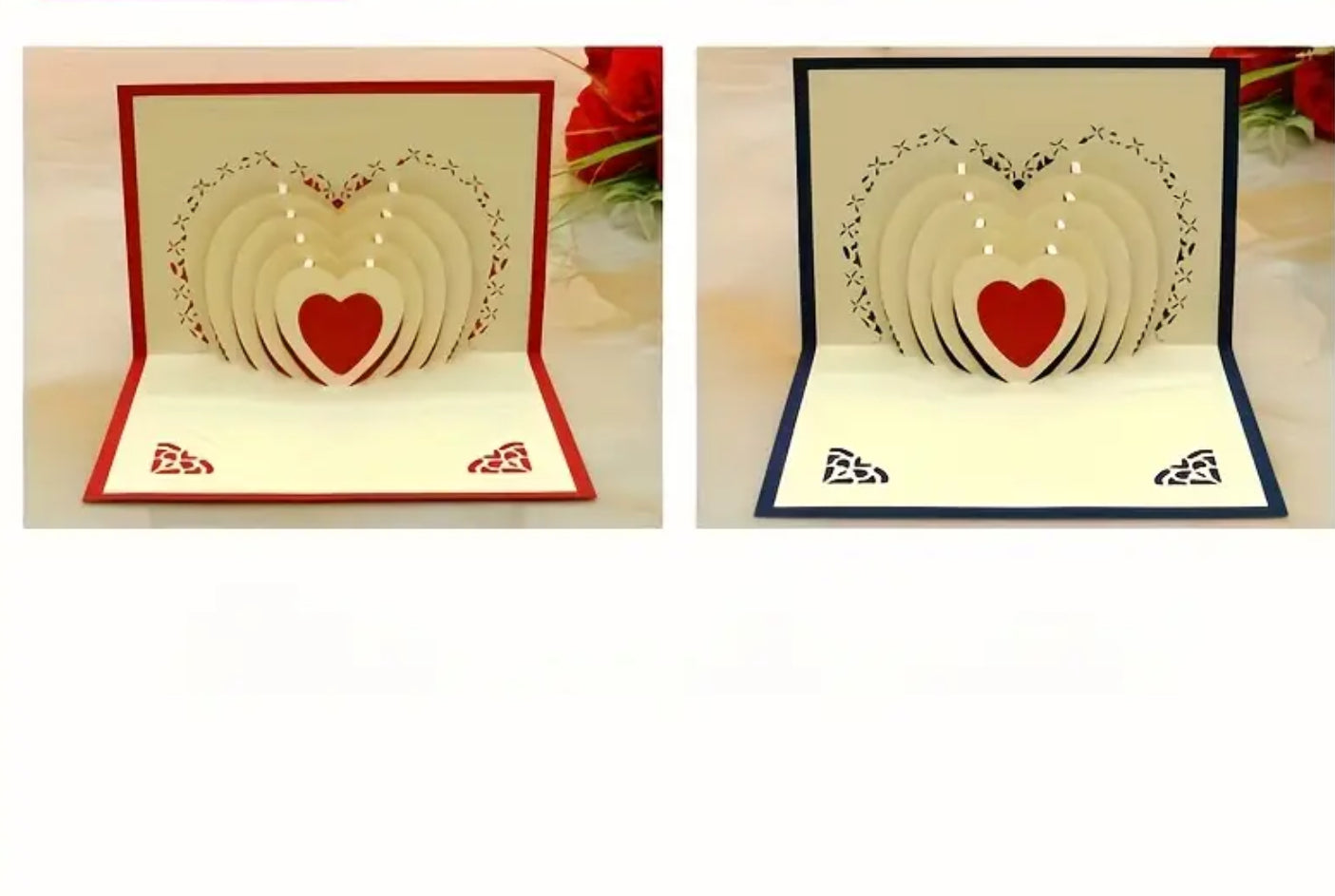 3D Heart Greeting Card - Blue or Red