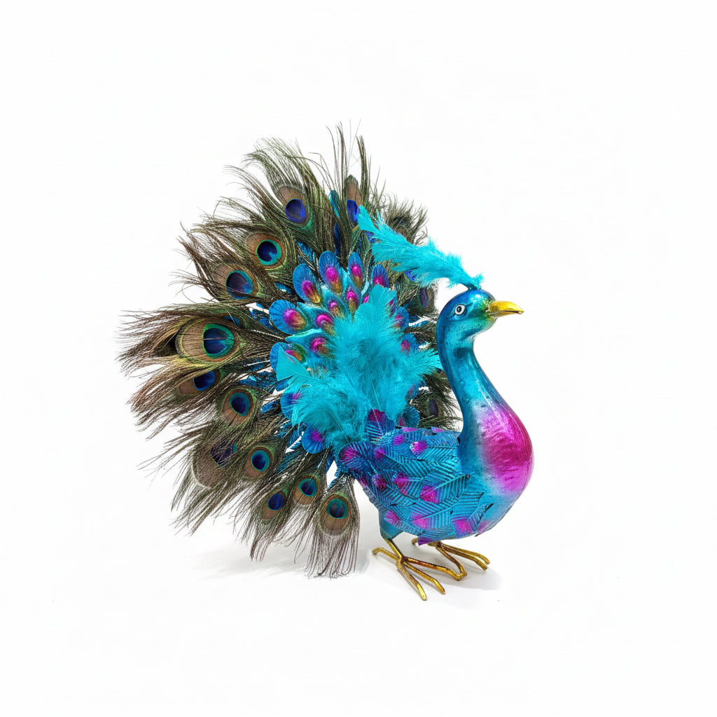 Metal Feather Sculpture Peacock (40cm x 40cm x 30cm)