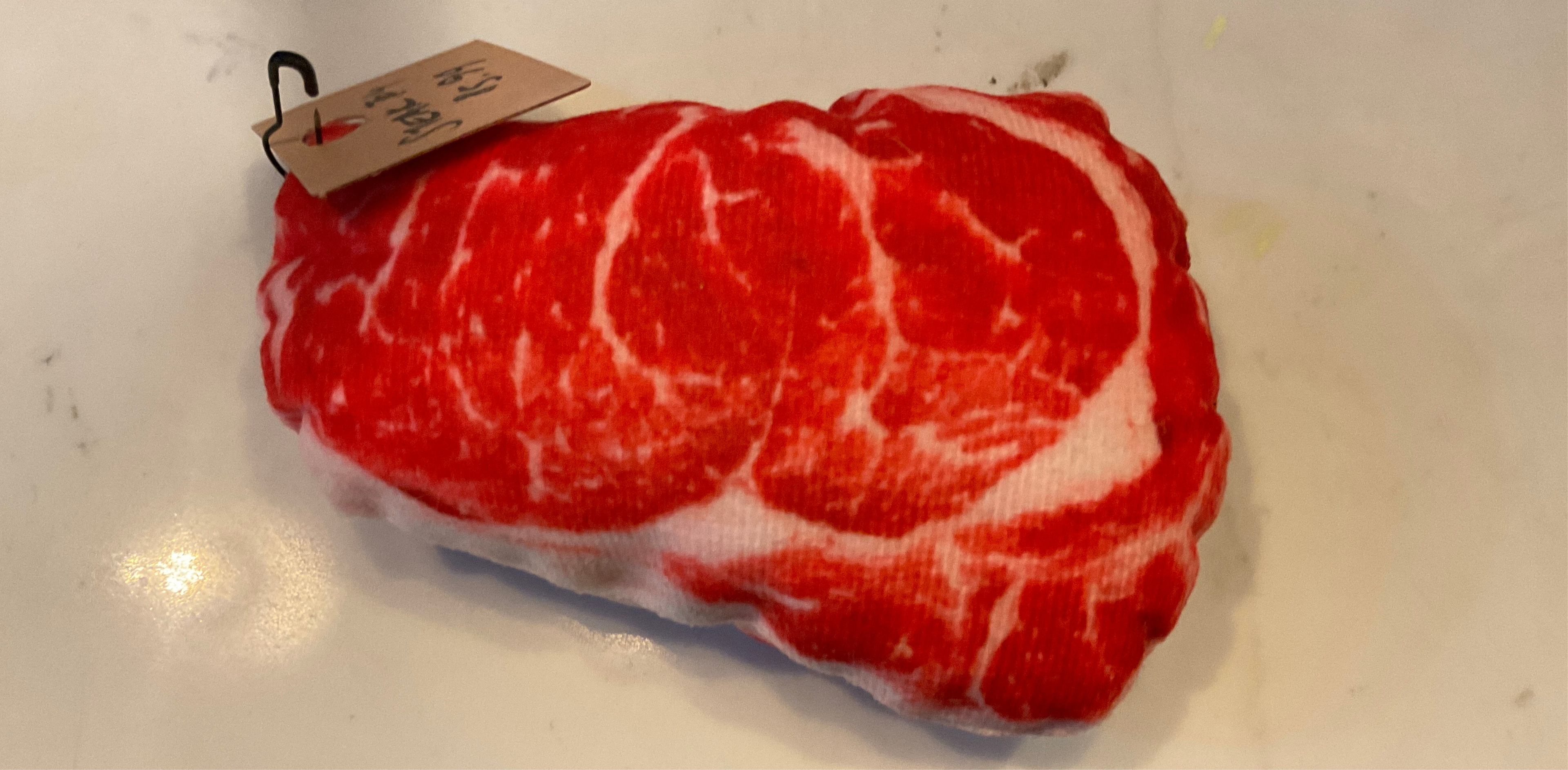Steak dog toy