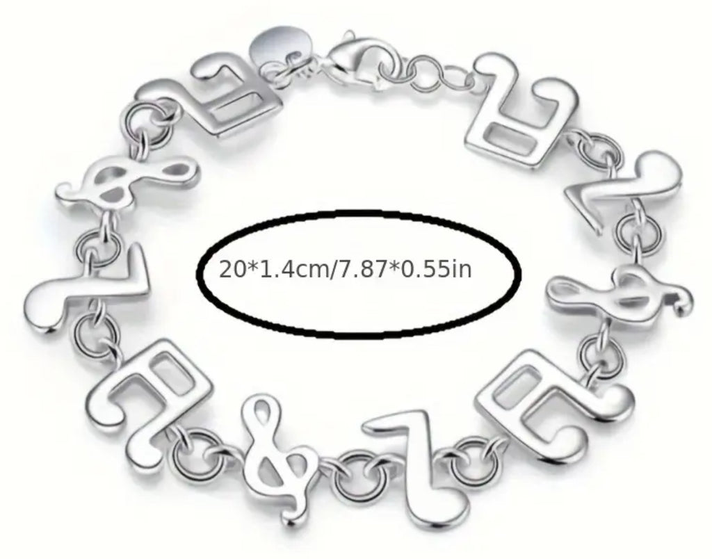 Bracelet notes de musique en argent sterling