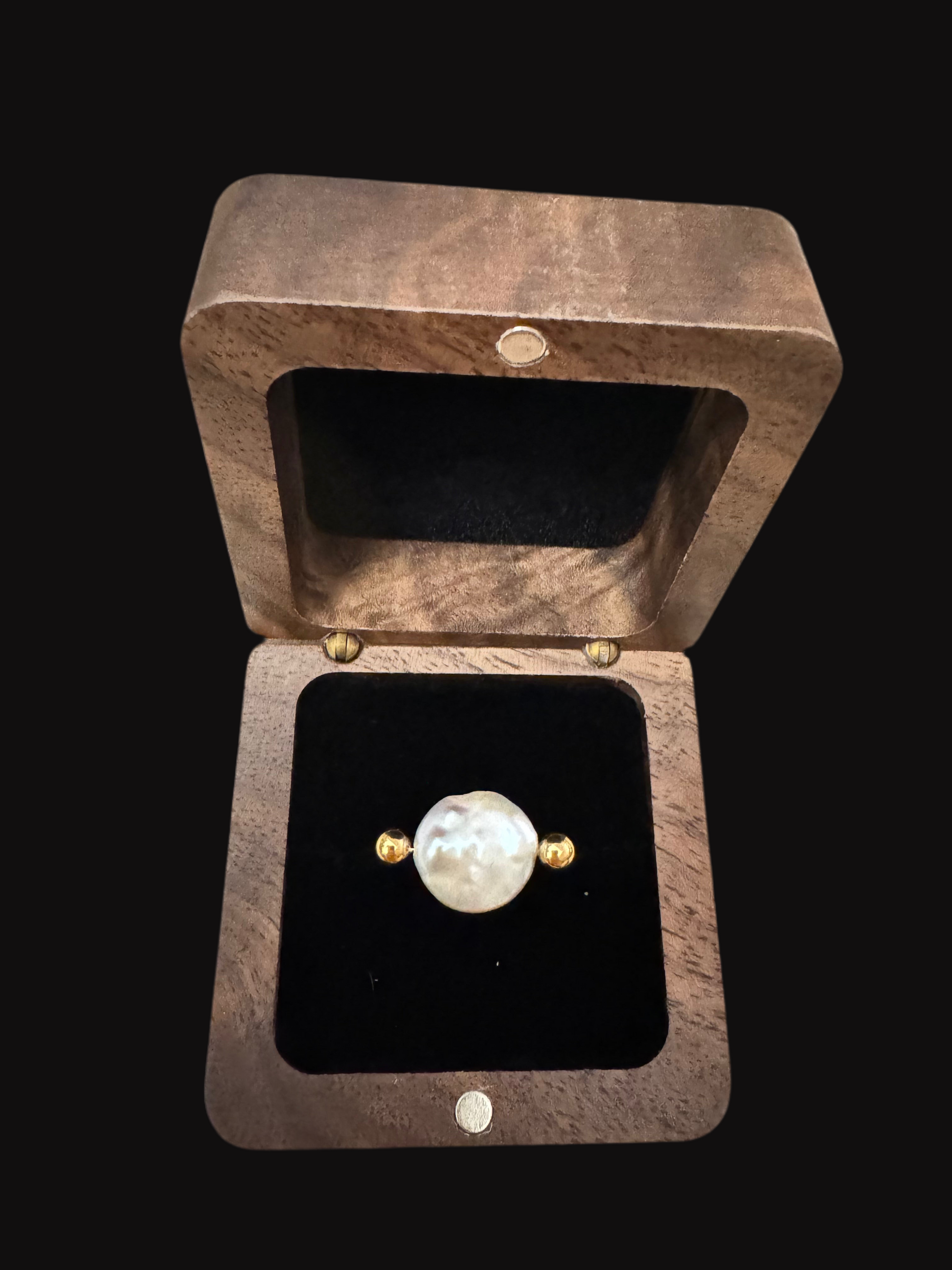 Stainless Steel Freshwater Pearl Ring in Gift Box