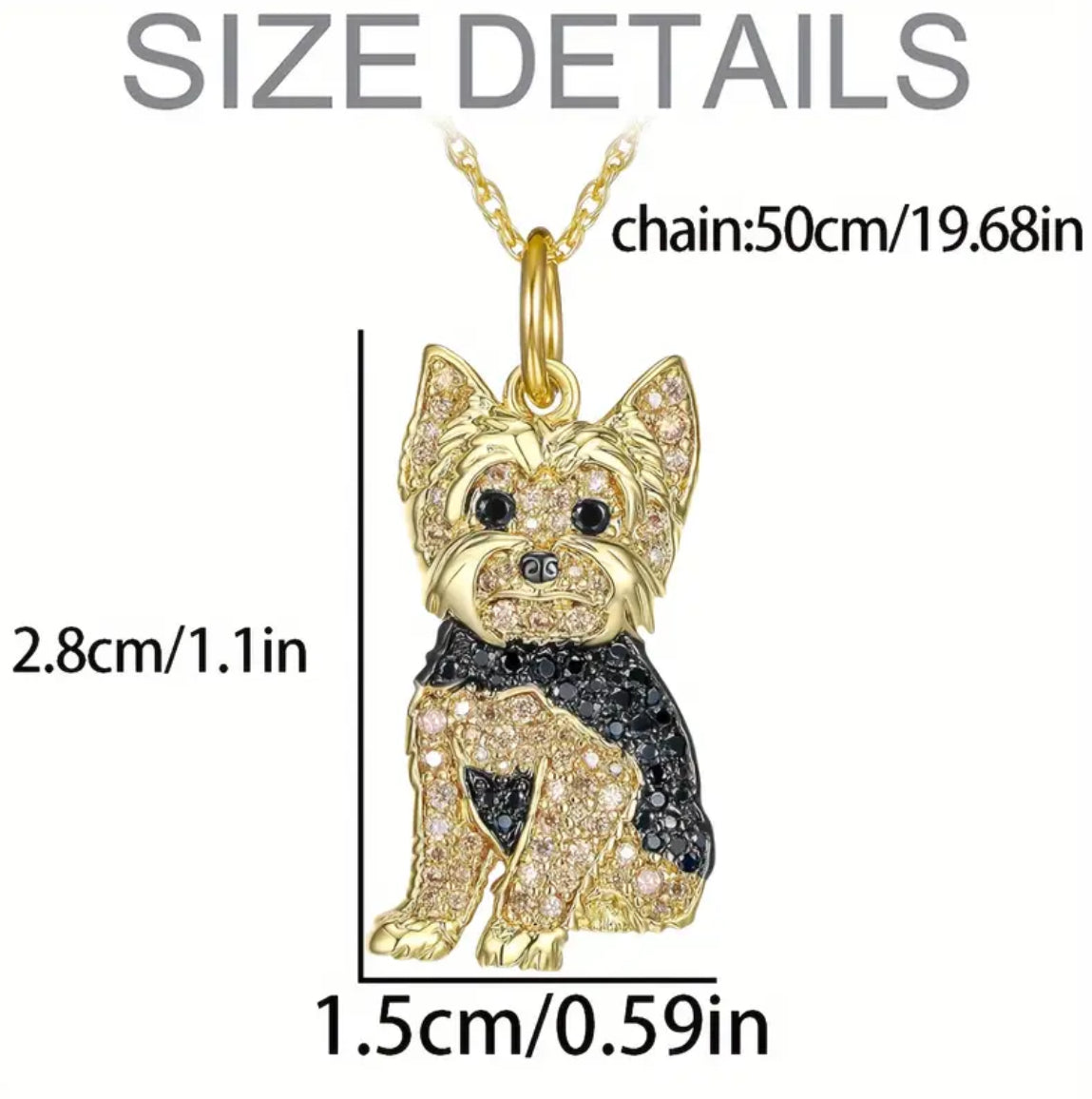 Royal Yorkie zirconia necklace