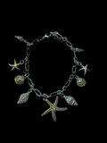 Starfish shell anklet silver