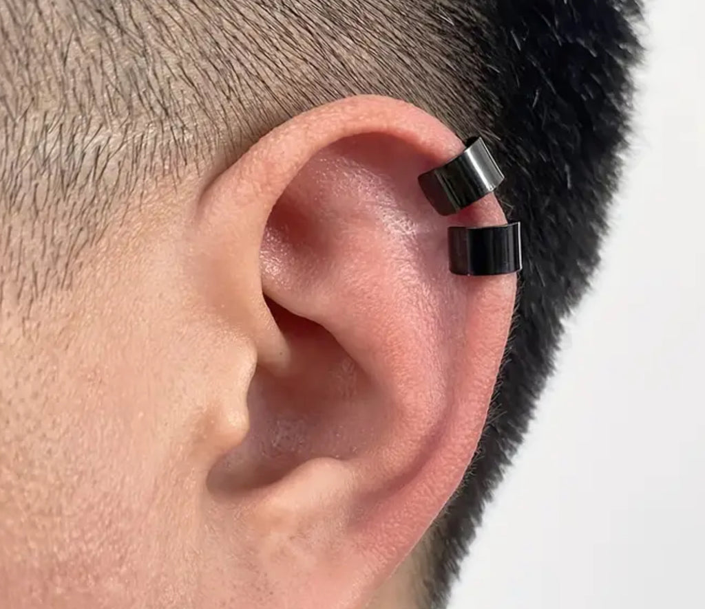 Manchette d'oreille en acier inoxydable noir