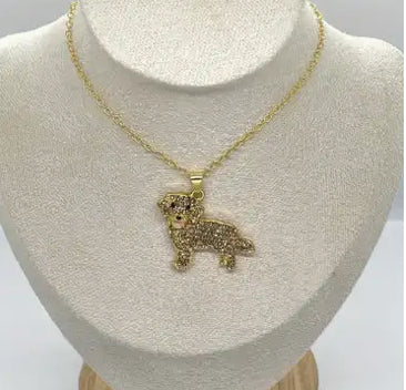 Golden Retriever dog zirconia necklace