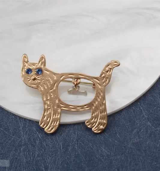 Cat Swallowed a Fish Brooch