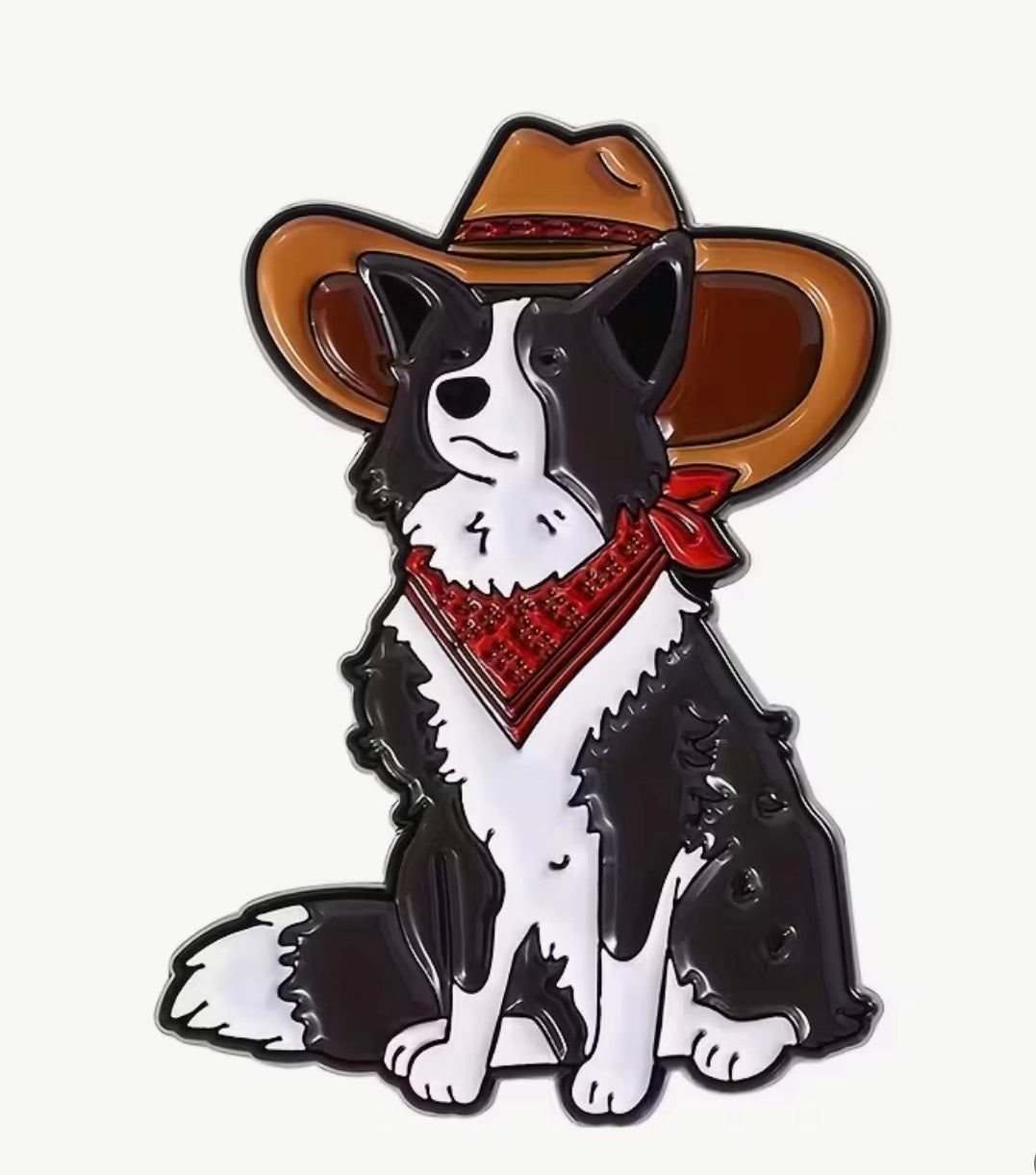 Country Western Border Collie Pin
