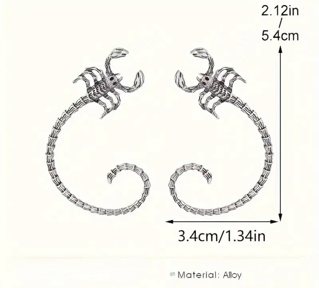 Boucles d'oreilles scorpion plaquées argent