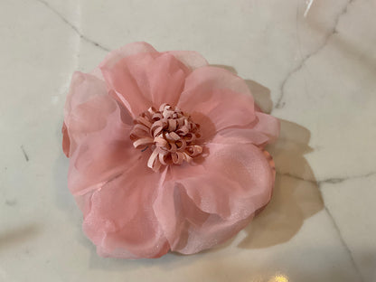 Pale Pink Fabric Flower Brooch or Hair Clip