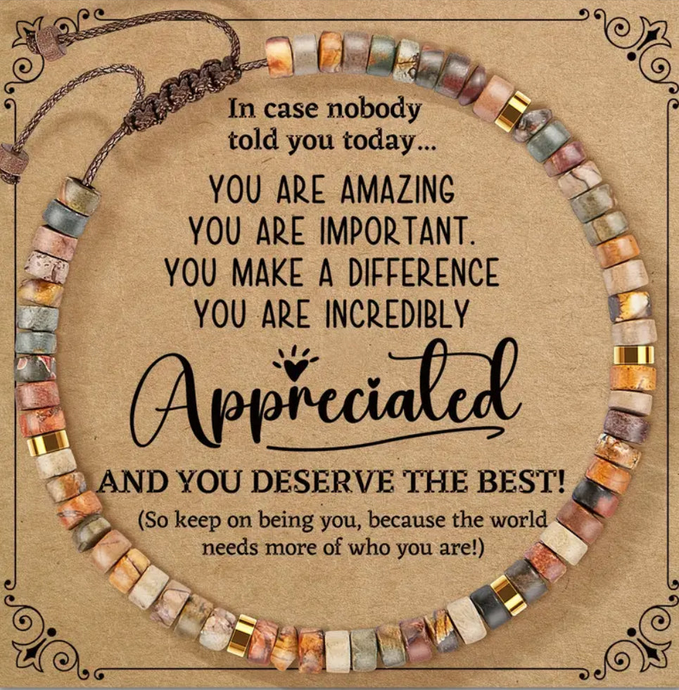 Bracelet de perles avec carte « Apprécié »