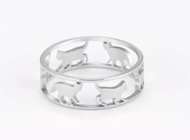 Bague chat en acier inoxydable