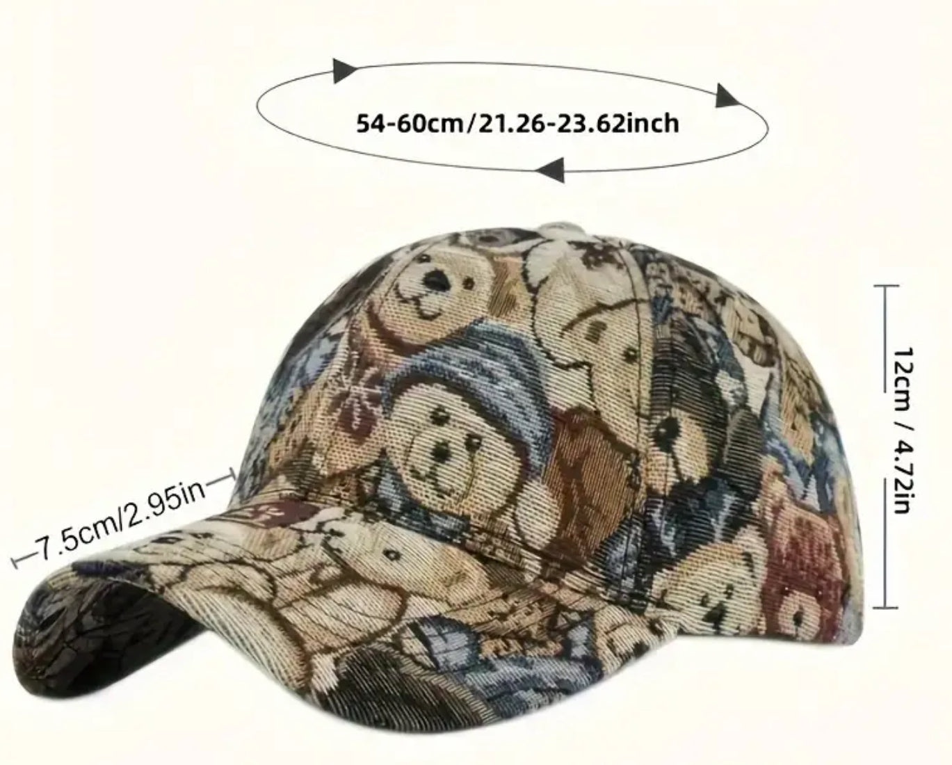 Embroidered teddy bear baseball cap