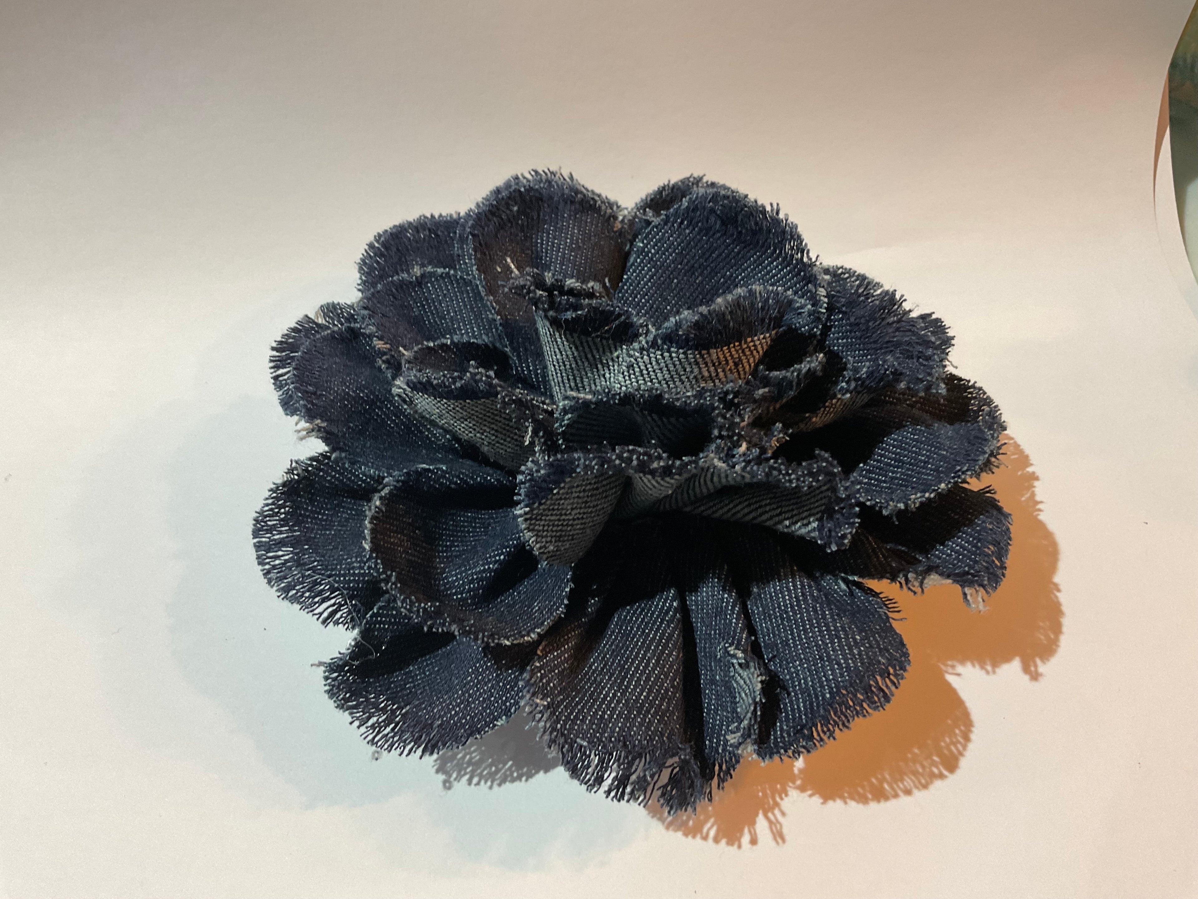 Dark Denim Flower Brooch/Clip