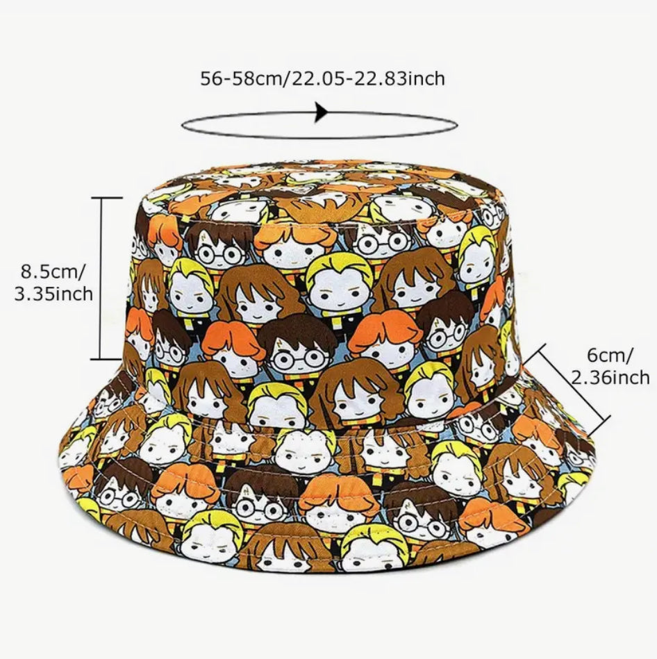 Cartoon print bucket hat (reversible)