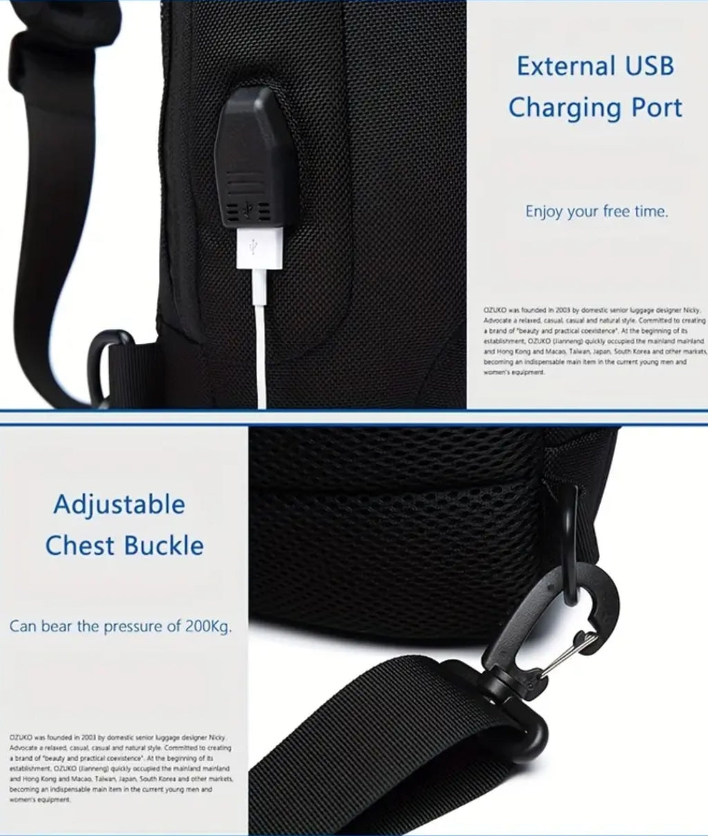 Sac bandoulière en tissu mesh avec serrure à combinaison et port de chargement (vert armée)