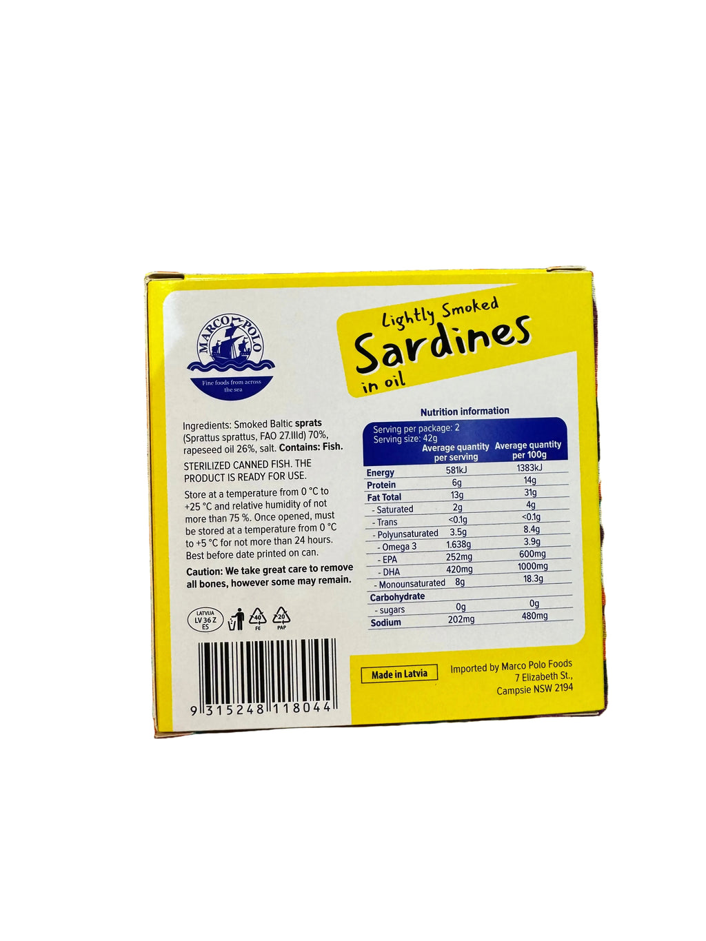 Marco Polo Lightly Smoked Sardines in Oil 120g