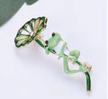 Frog under Leaf Brooch